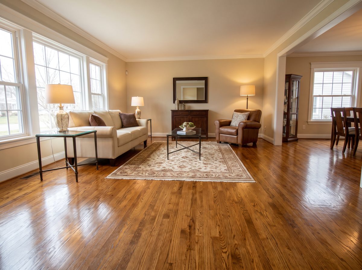 Illustrative example of a beautifully restored hardwood floor after refinishing